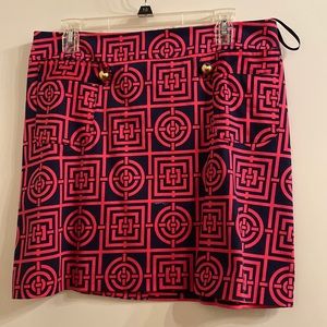 Printed button front skirt